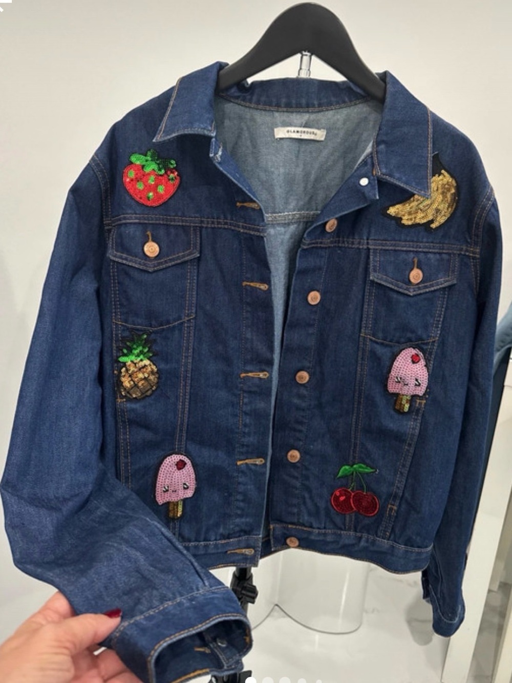 Glamorous Blue Denim Jacket with Contrast Stitching - Picture 2 of 6